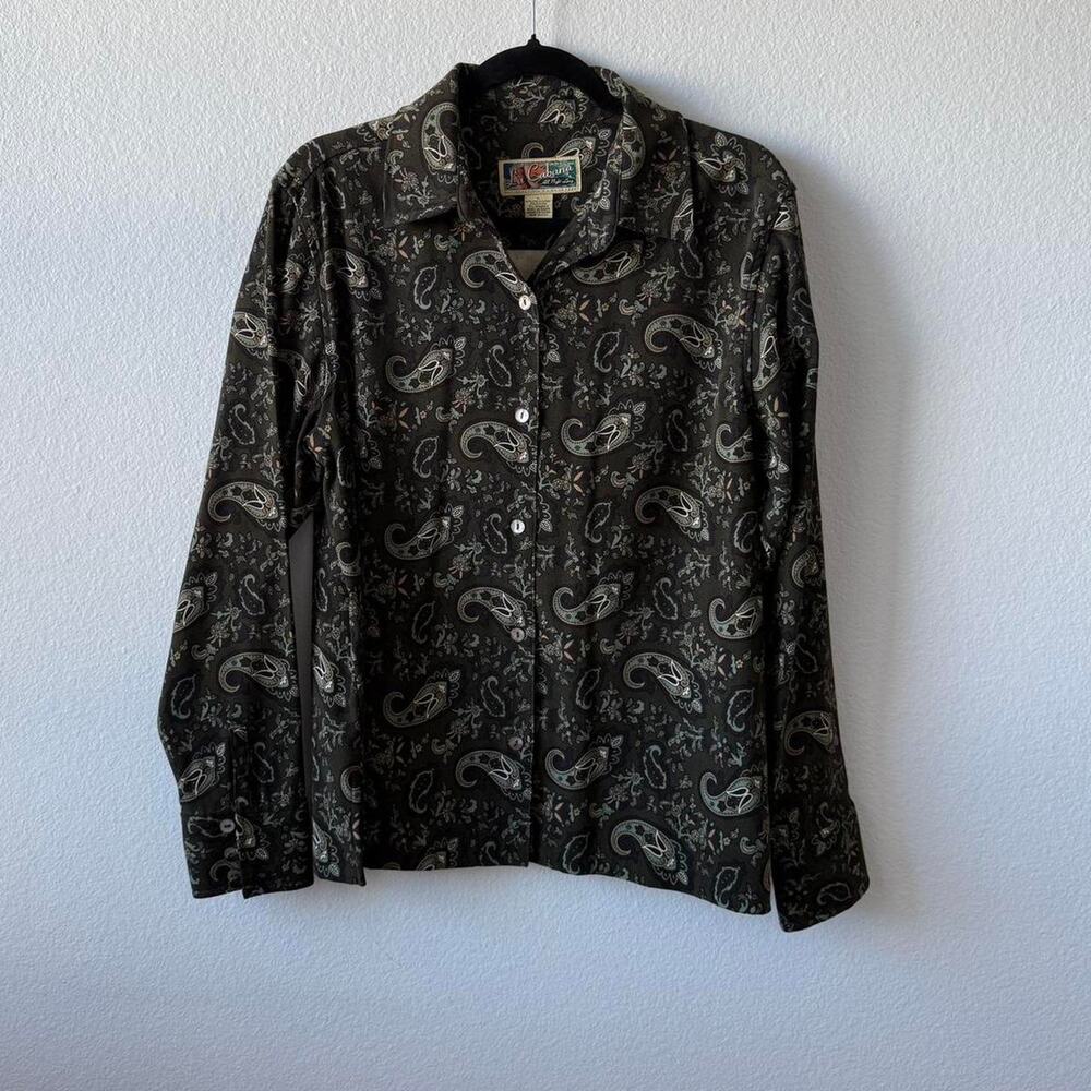 Vintage green paisley button down shirt